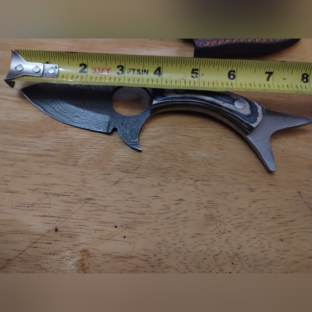 New Damascus steel blade men's hunting knife with sheath - Picture 6 of 9